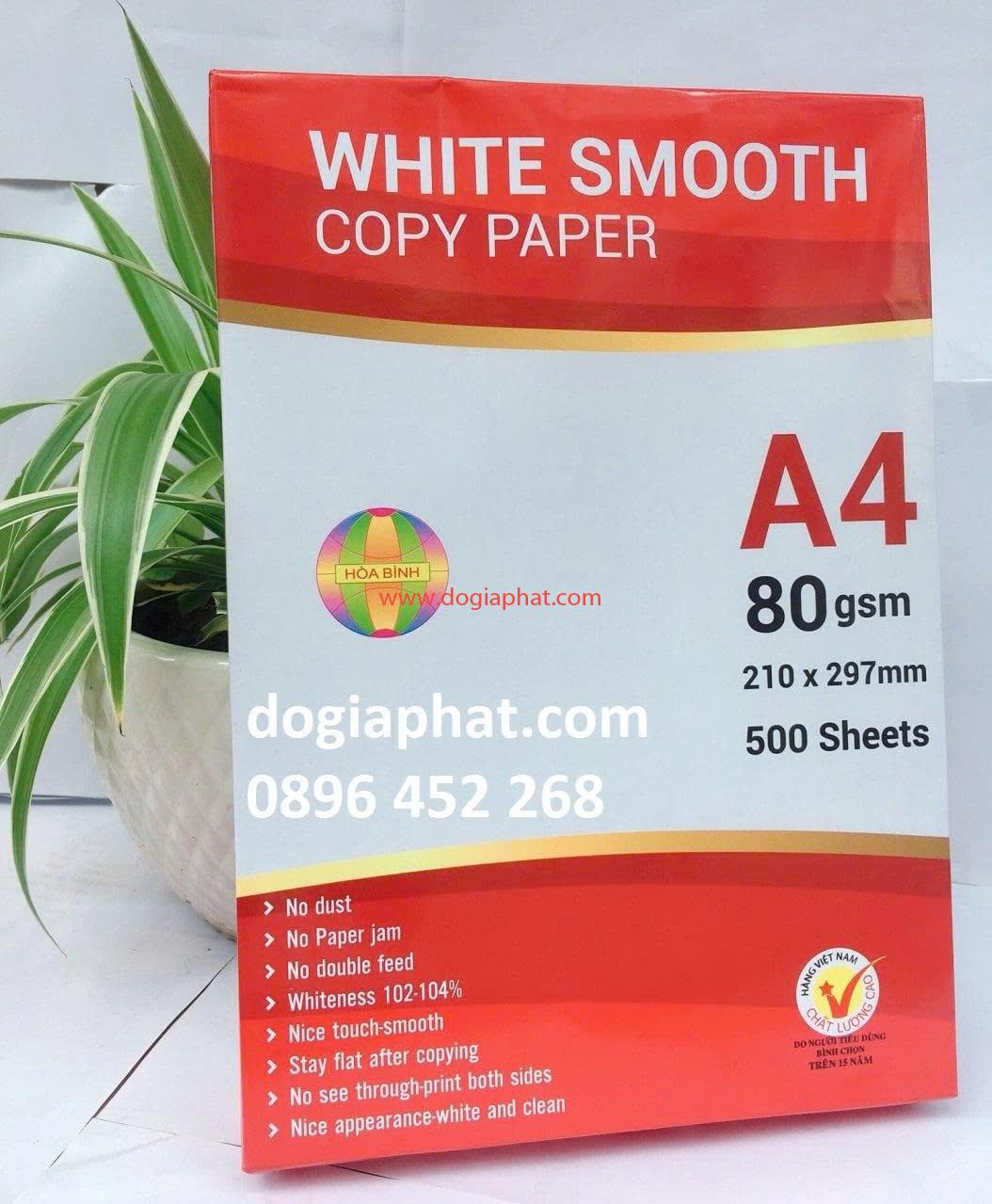 GIẤY WHITE SMOOTH A4 80 GIÁ SỈ BAO VAT 